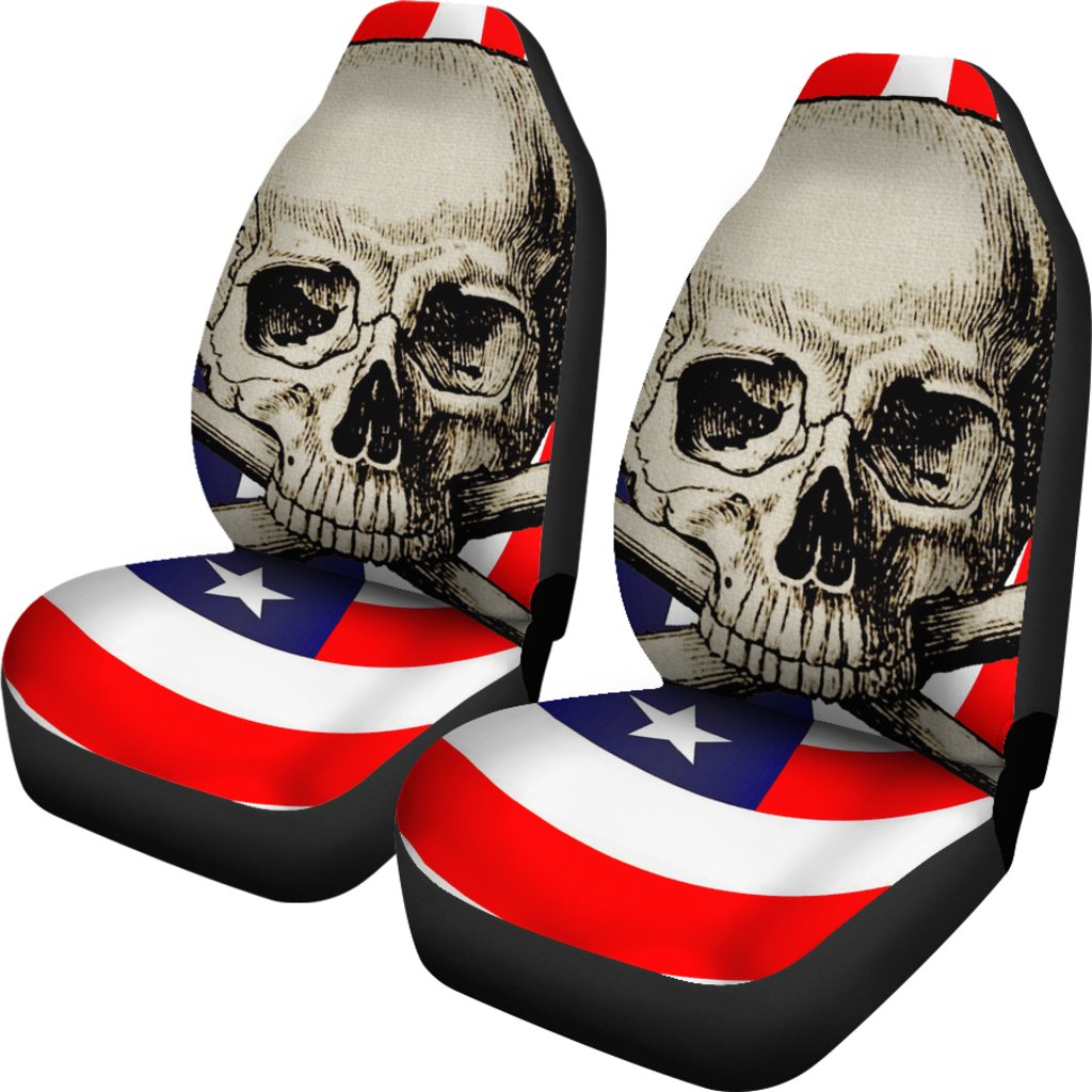 Flag Skull Print Universal Fit Car Seat Covers