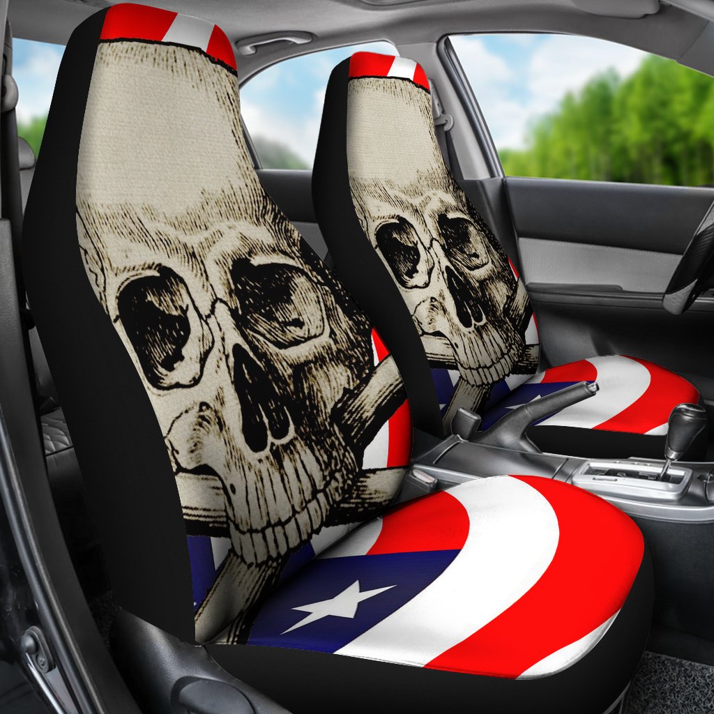 Flag Skull Print Universal Fit Car Seat Covers