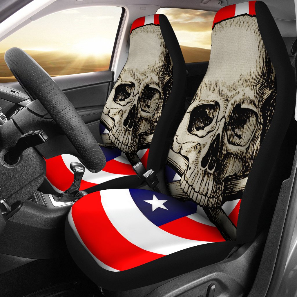 Flag Skull Print Universal Fit Car Seat Covers