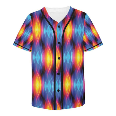 Flame Fire Blue Design Print Baseball Jersey-JTAMIGO.COM