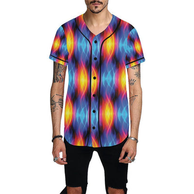 Flame Fire Blue Design Print Baseball Jersey-JTAMIGO.COM