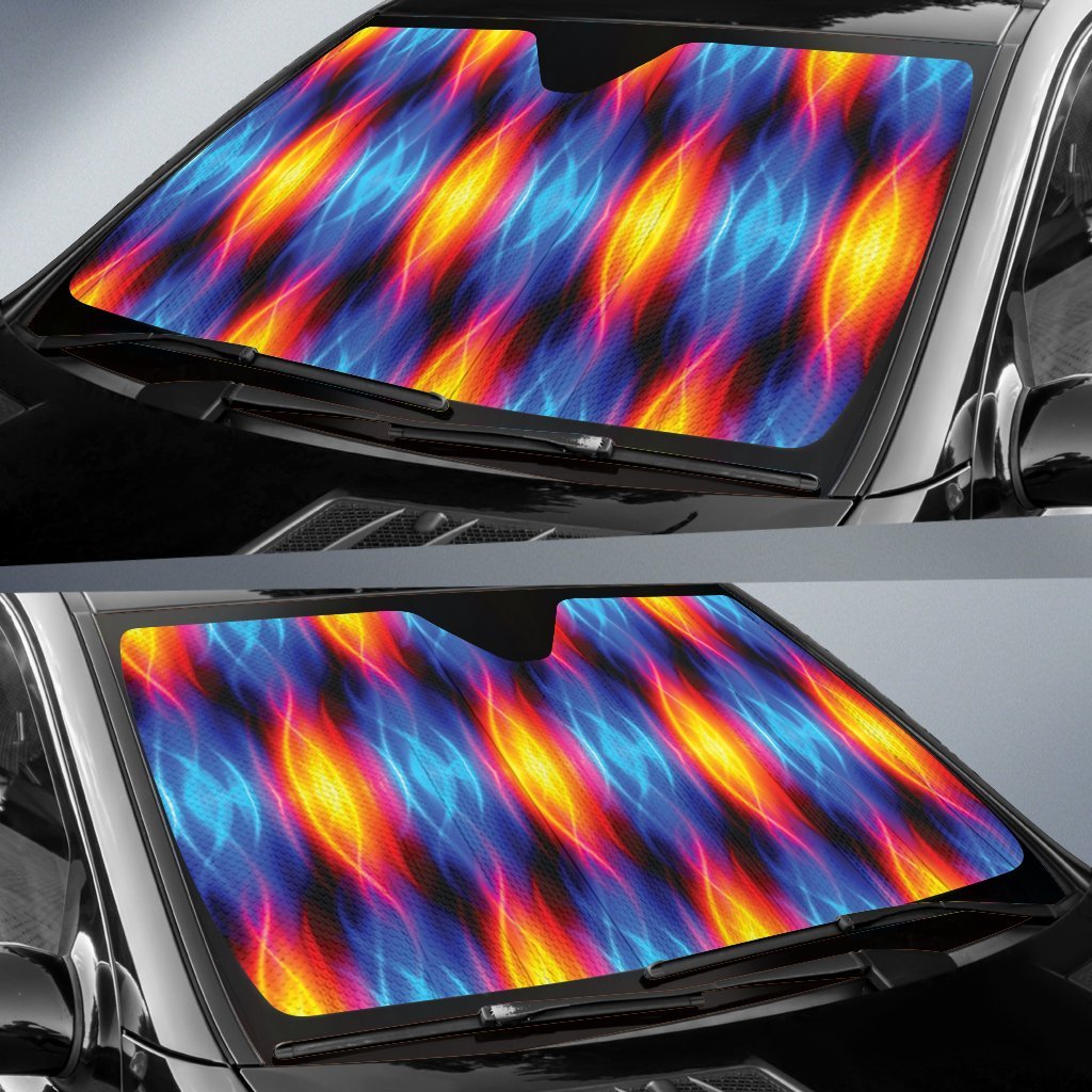 Flame Fire Blue Design Print Car Sun Shade For Windshield
