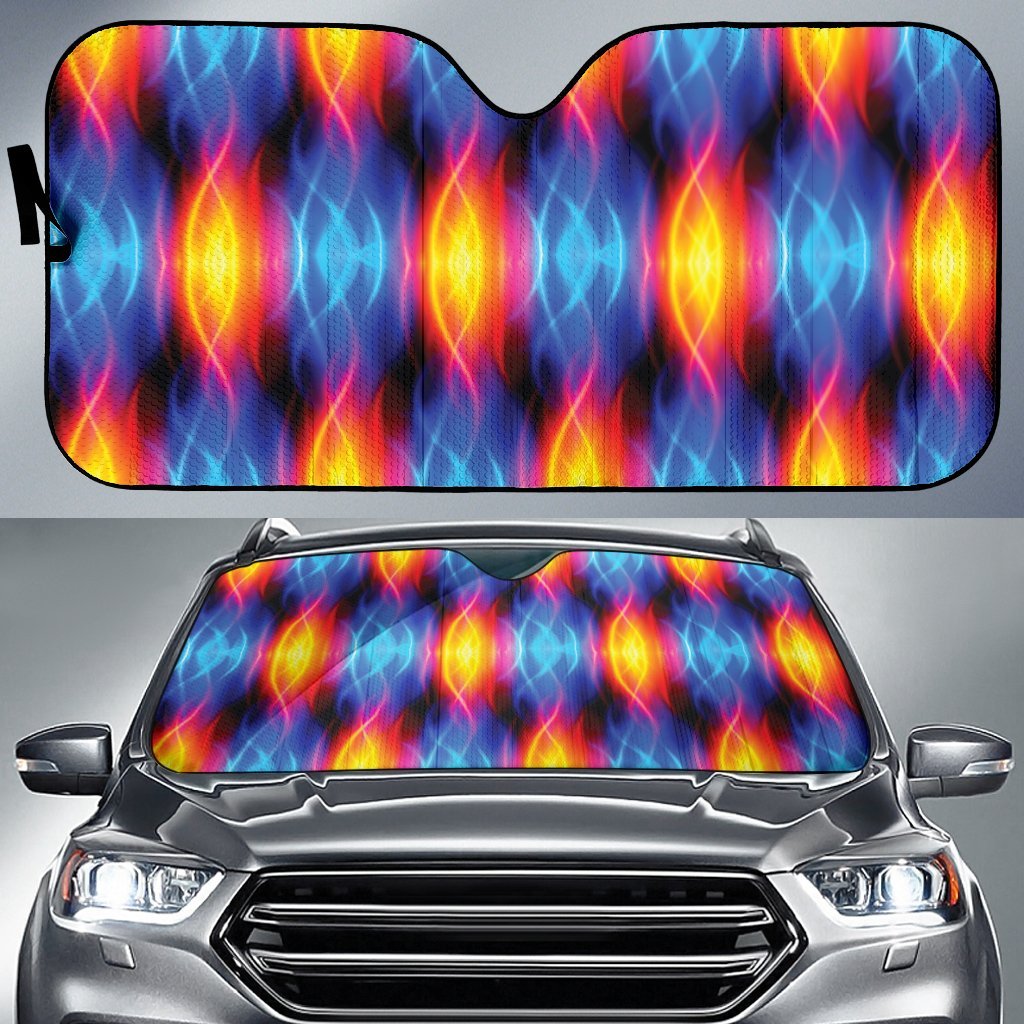 Flame Fire Blue Design Print Car Sun Shade For Windshield