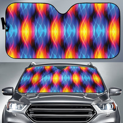 Flame Fire Blue Design Print Car Sun Shade For Windshield