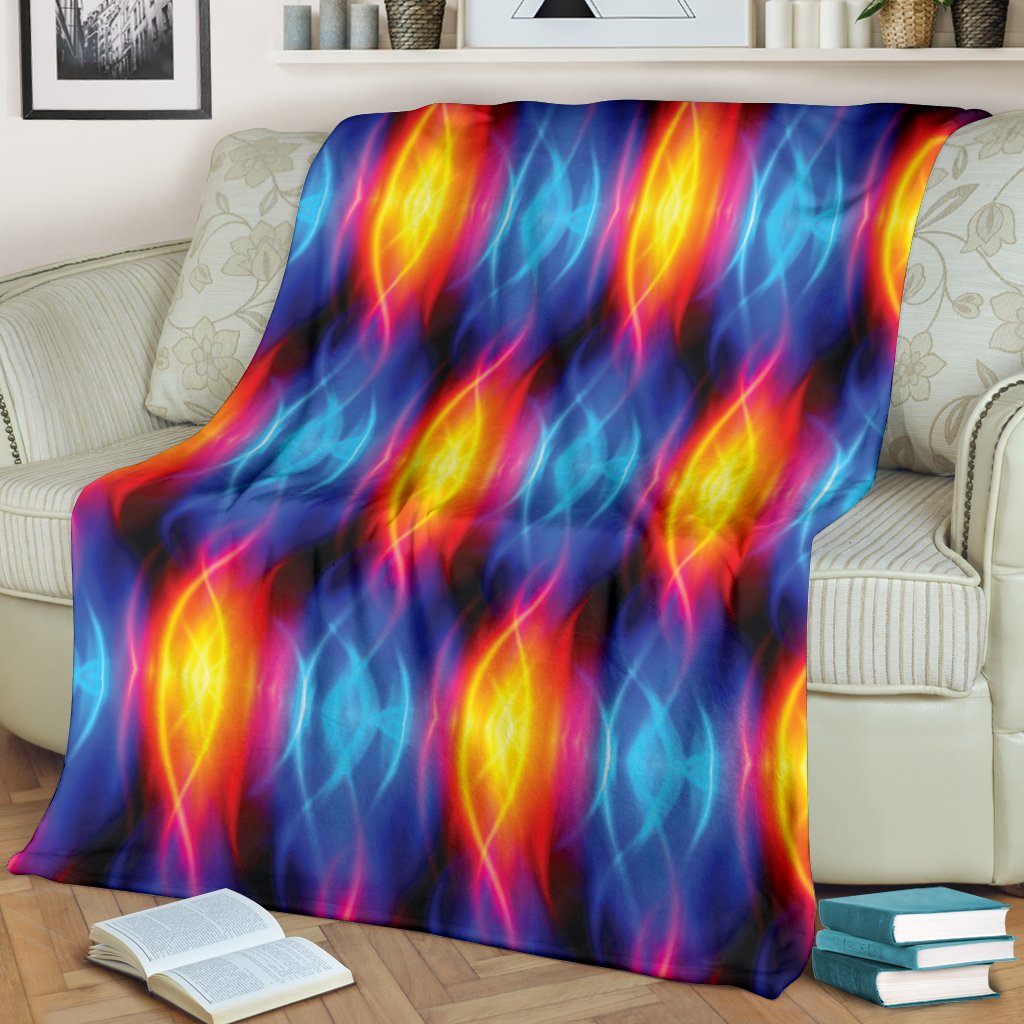 Flame Fire Blue Design Print Fleece Blanket