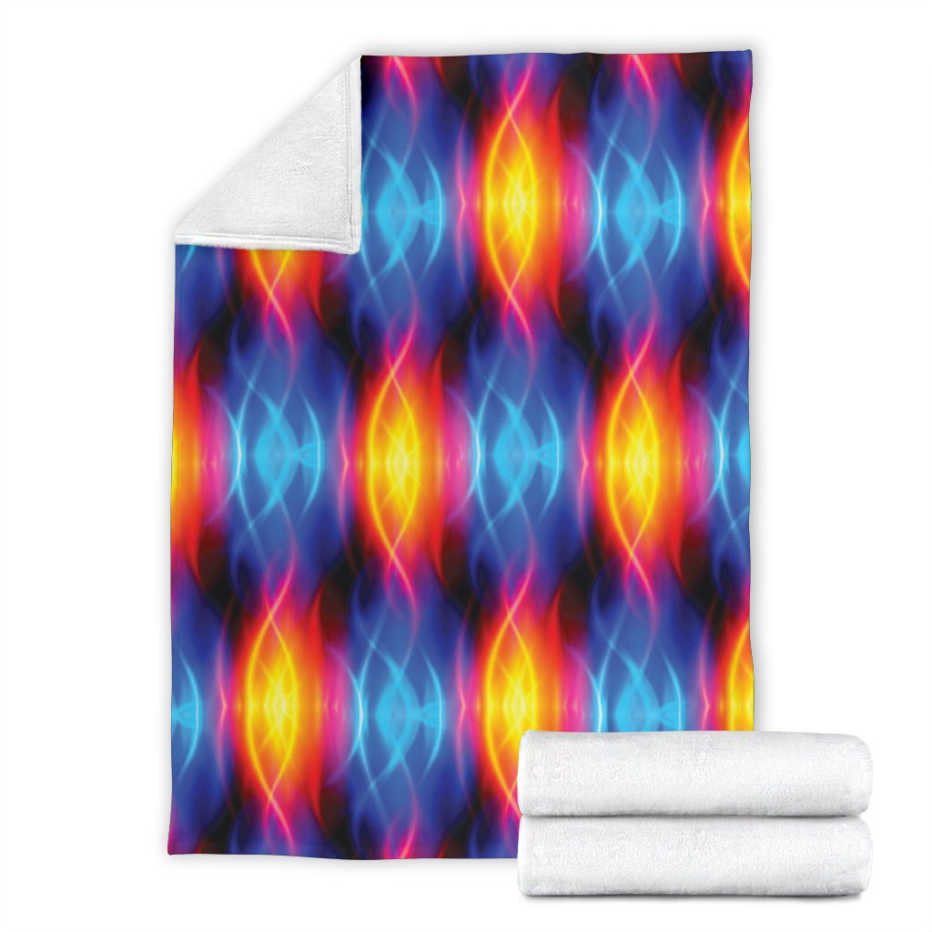 Flame Fire Blue Design Print Fleece Blanket