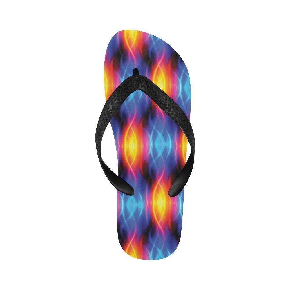 Flame Fire Blue Design Print Flip Flops-JTAMIGO.COM