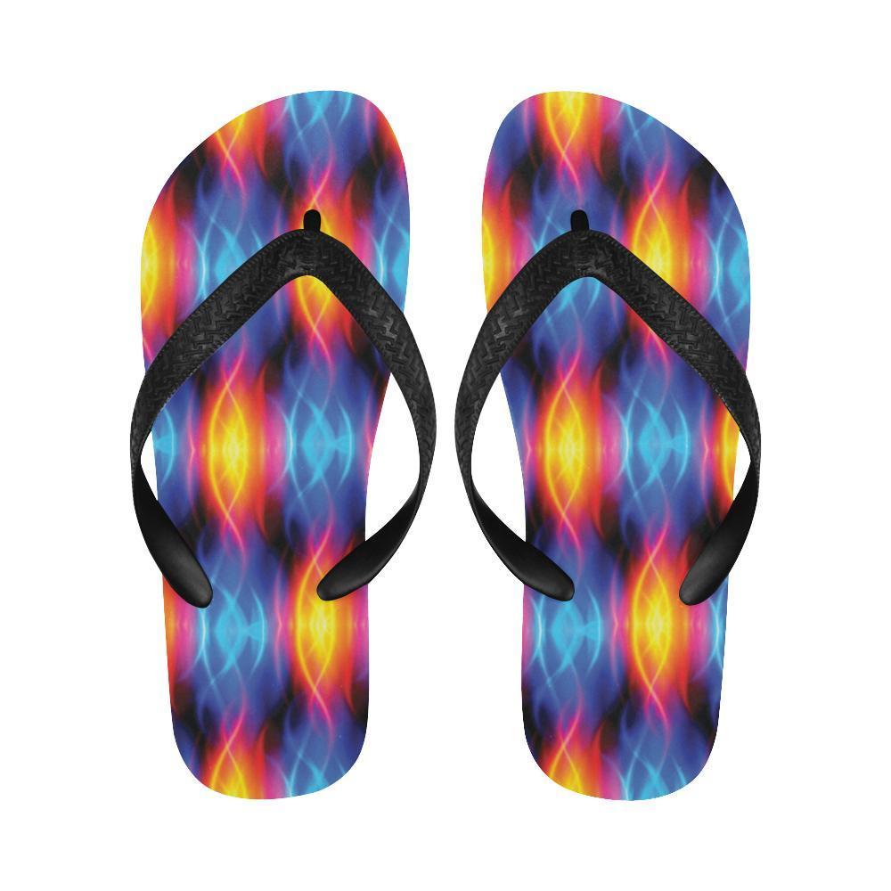 Flame Fire Blue Design Print Flip Flops-JTAMIGO.COM