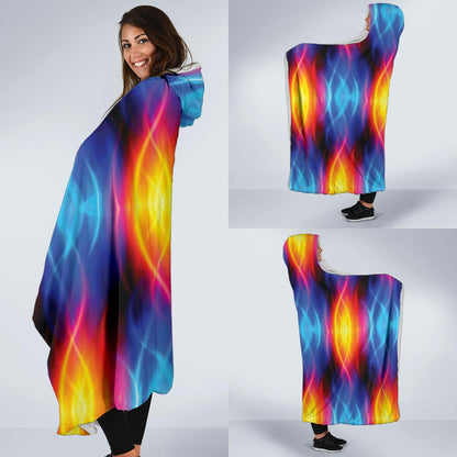 Flame Fire Blue Design Print Hooded Blanket-JTAMIGO.COM