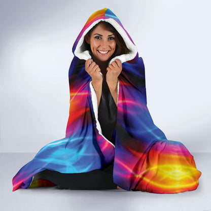 Flame Fire Blue Design Print Hooded Blanket-JTAMIGO.COM