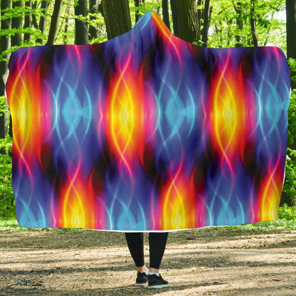 Flame Fire Blue Design Print Hooded Blanket-JTAMIGO.COM