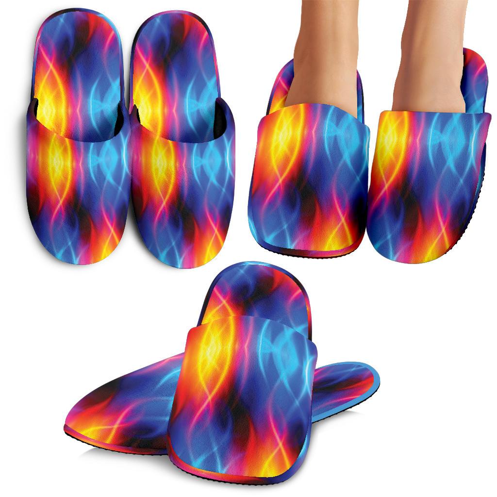Flame Fire Blue Design Print House Slippers
