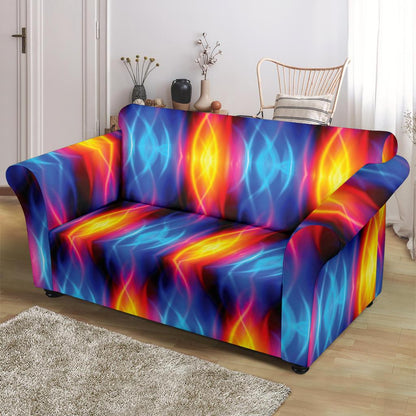 Flame Fire Blue Design Print Loveseat Slipcover-JTAMIGO.COM