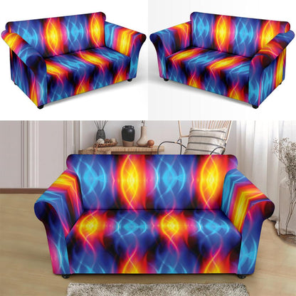 Flame Fire Blue Design Print Loveseat Slipcover-JTAMIGO.COM