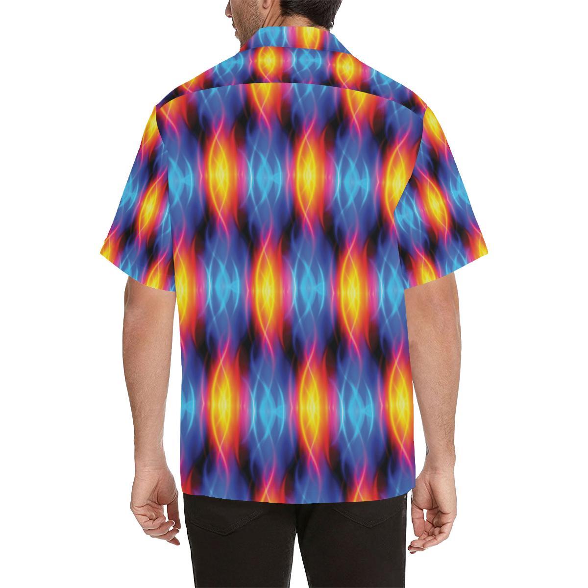 Flame Fire Blue Design Print Men Aloha Hawaiian Shirt