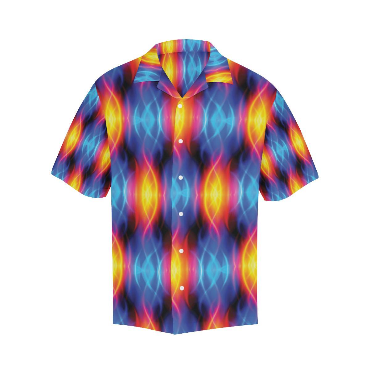Flame Fire Blue Design Print Men Aloha Hawaiian Shirt
