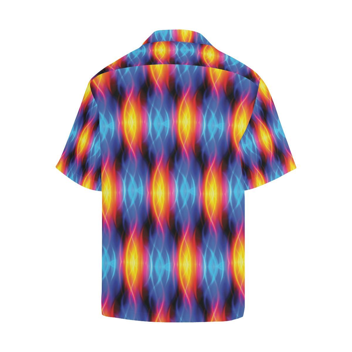 Flame Fire Blue Design Print Men Aloha Hawaiian Shirt