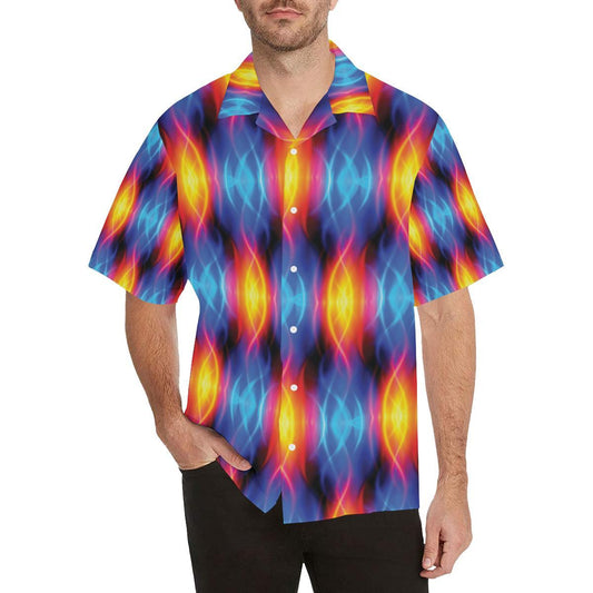 Flame Fire Blue Design Print Men Aloha Hawaiian Shirt