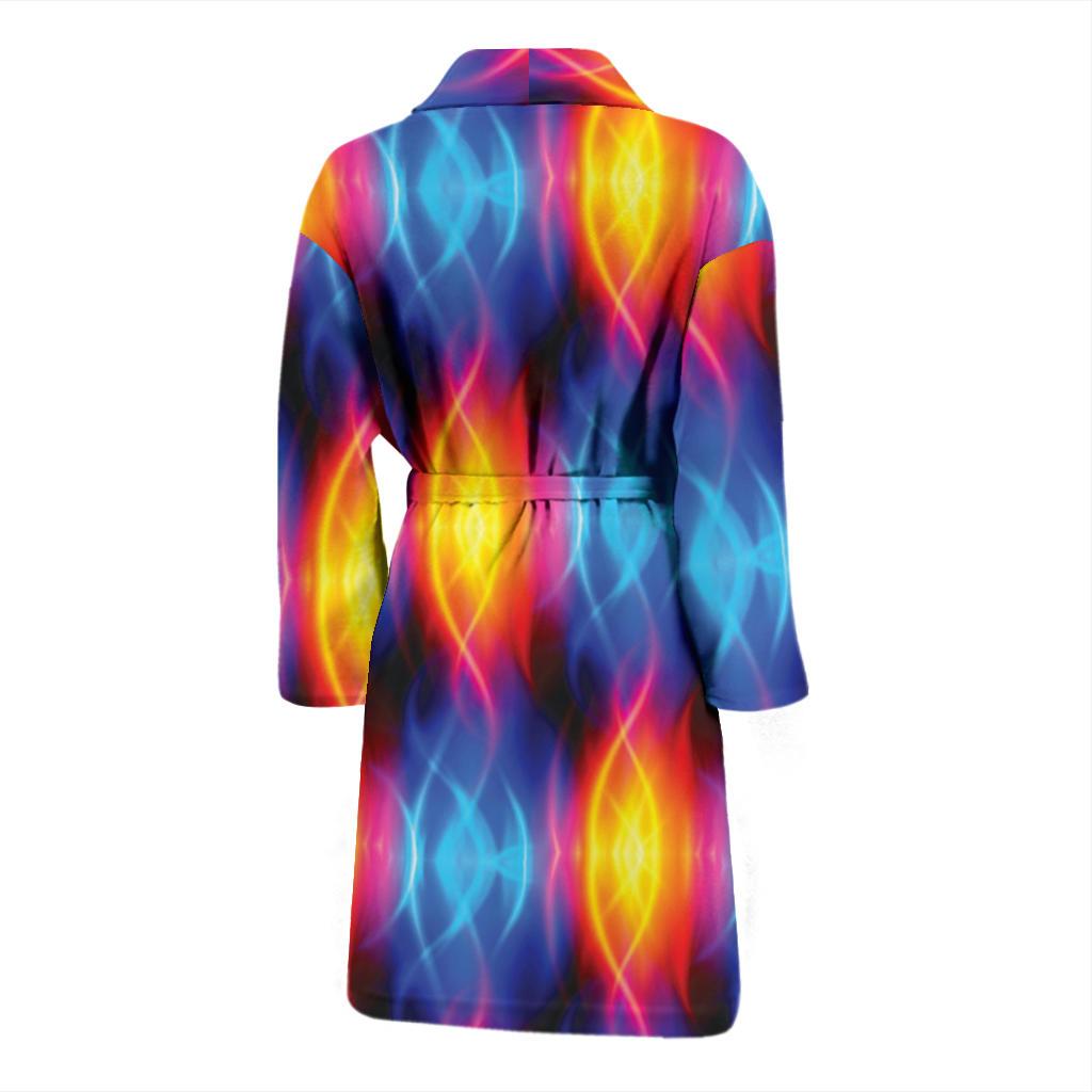 Flame Fire Blue Design Print Men Bath Robe-JTAMIGO.COM