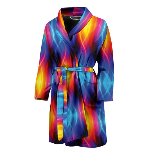 Flame Fire Blue Design Print Men Bath Robe-JTAMIGO.COM
