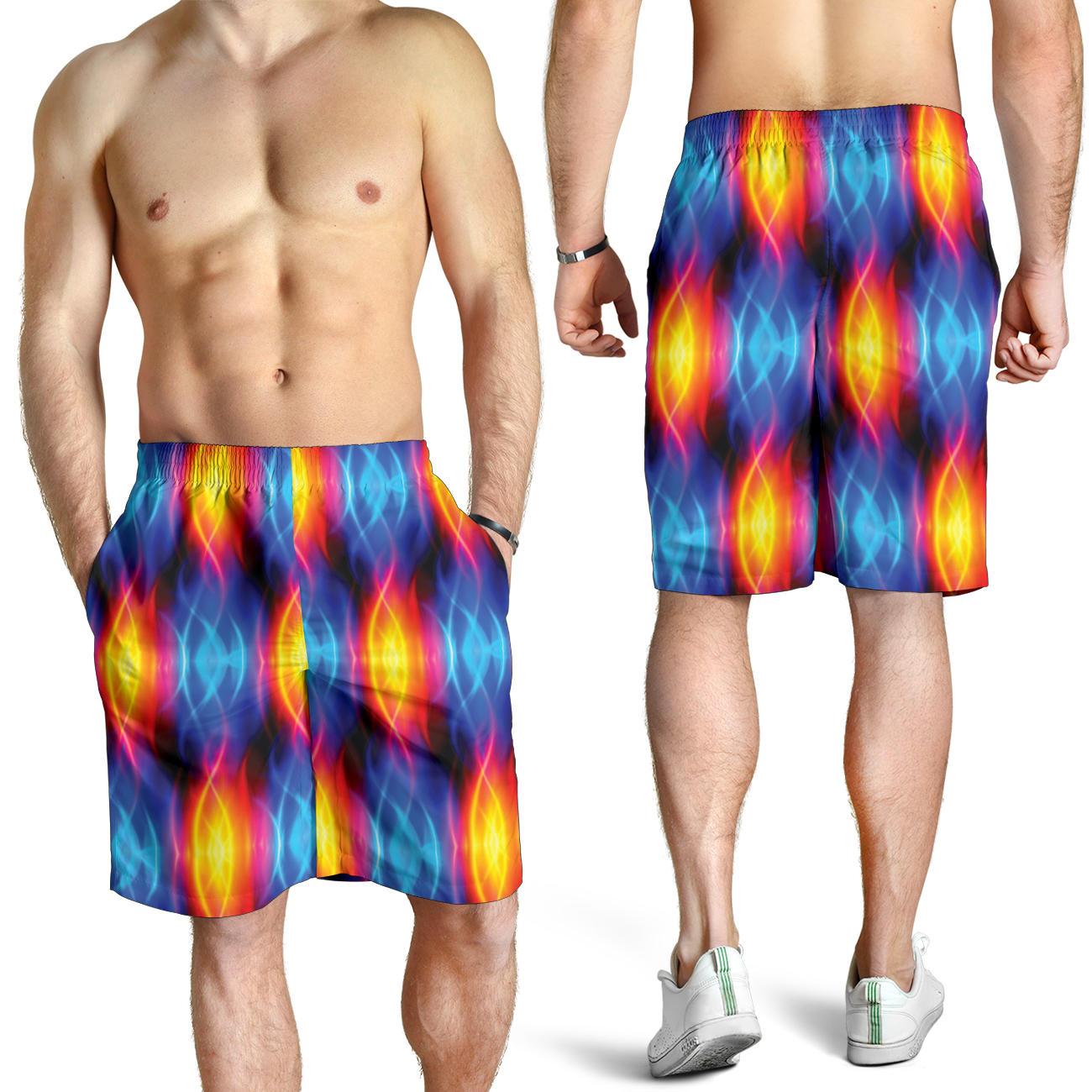 Flame Fire Blue Design Print Mens Shorts-JTAMIGO.COM