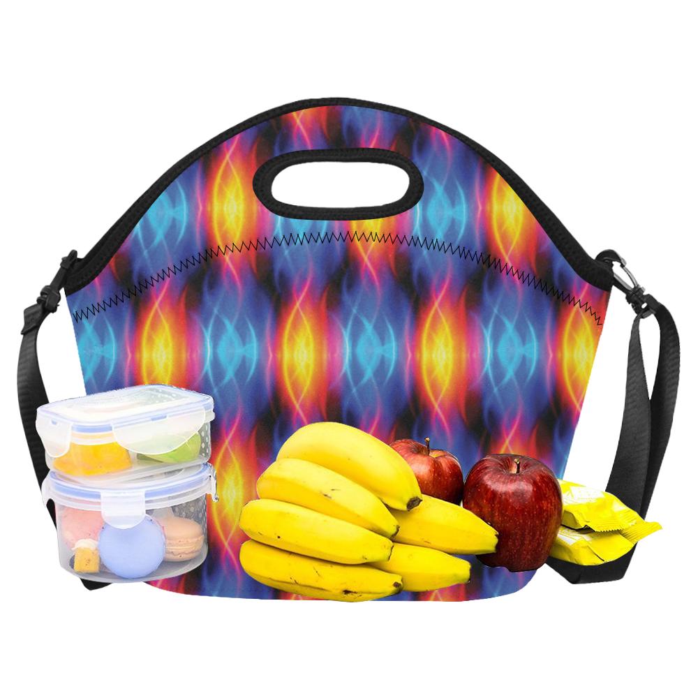 Flame Fire Blue Design Print Neoprene Lunch Bag (Model 1669)(Large)-JTAMIGO.COM