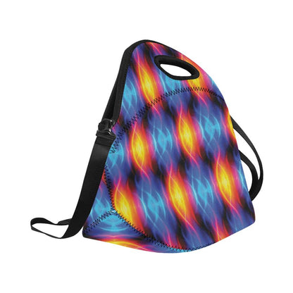 Flame Fire Blue Design Print Neoprene Lunch Bag (Model 1669)(Large)-JTAMIGO.COM
