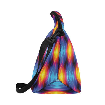 Flame Fire Blue Design Print Neoprene Lunch Bag (Model 1669)(Large)-JTAMIGO.COM