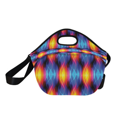 Flame Fire Blue Design Print Neoprene Lunch Bag (Model 1669)(Large)-JTAMIGO.COM