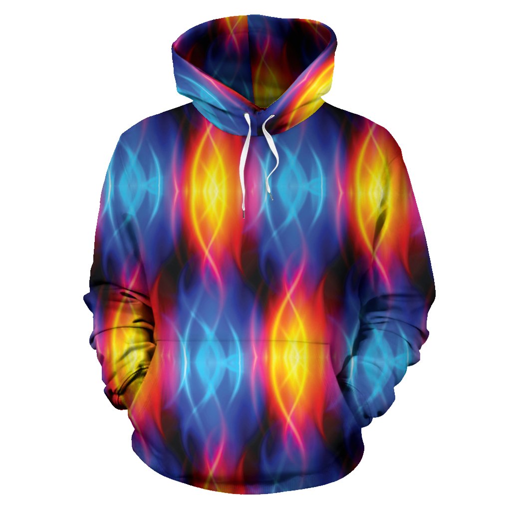 Flame Fire Blue Design Print Pullover Hoodie