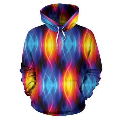 Flame Fire Blue Design Print Pullover Hoodie