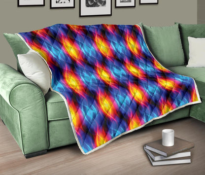 Flame Fire Blue Design Print Quilt-JTAMIGO.COM