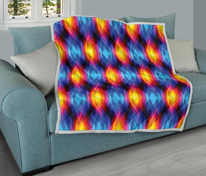 Flame Fire Blue Design Print Quilt-JTAMIGO.COM