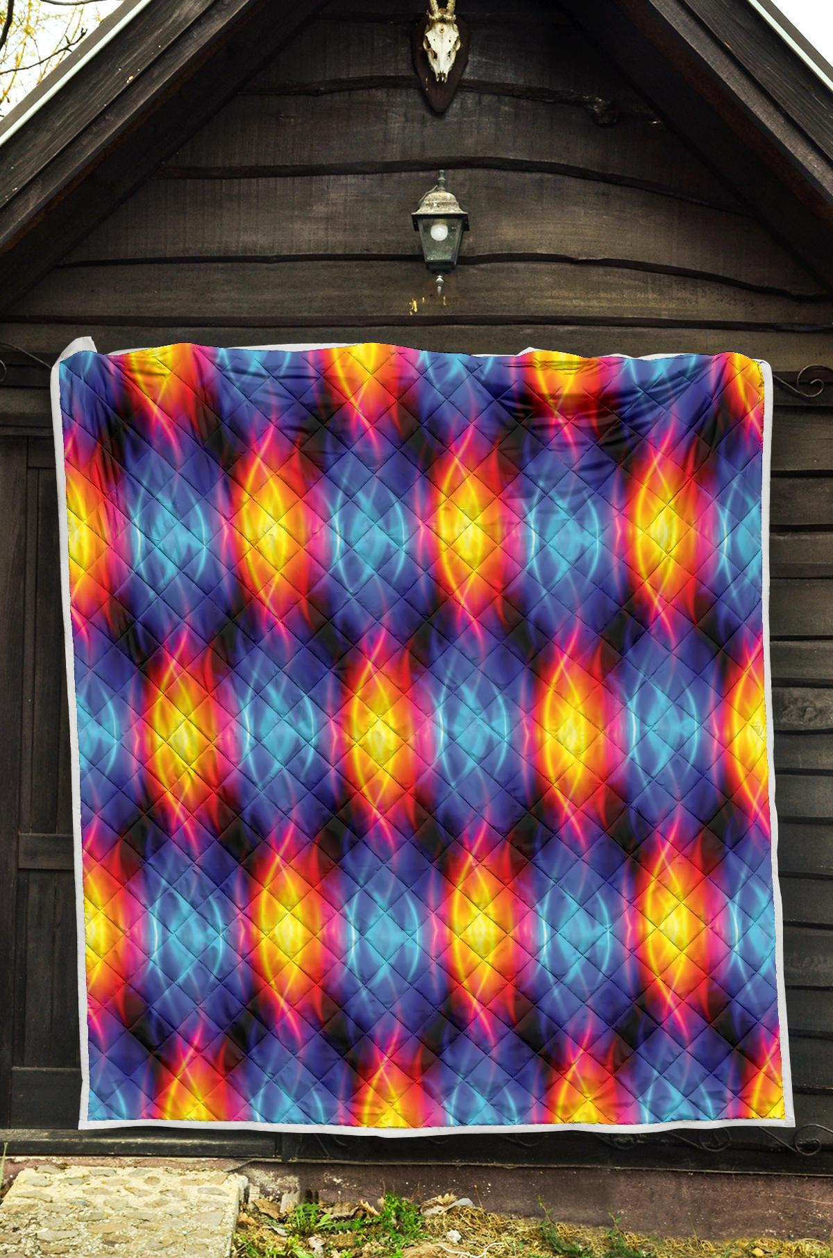 Flame Fire Blue Design Print Quilt-JTAMIGO.COM