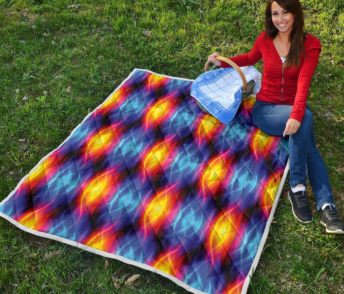 Flame Fire Blue Design Print Quilt-JTAMIGO.COM