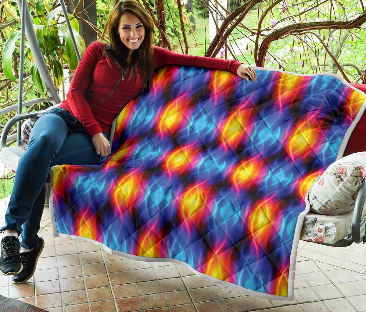 Flame Fire Blue Design Print Quilt-JTAMIGO.COM