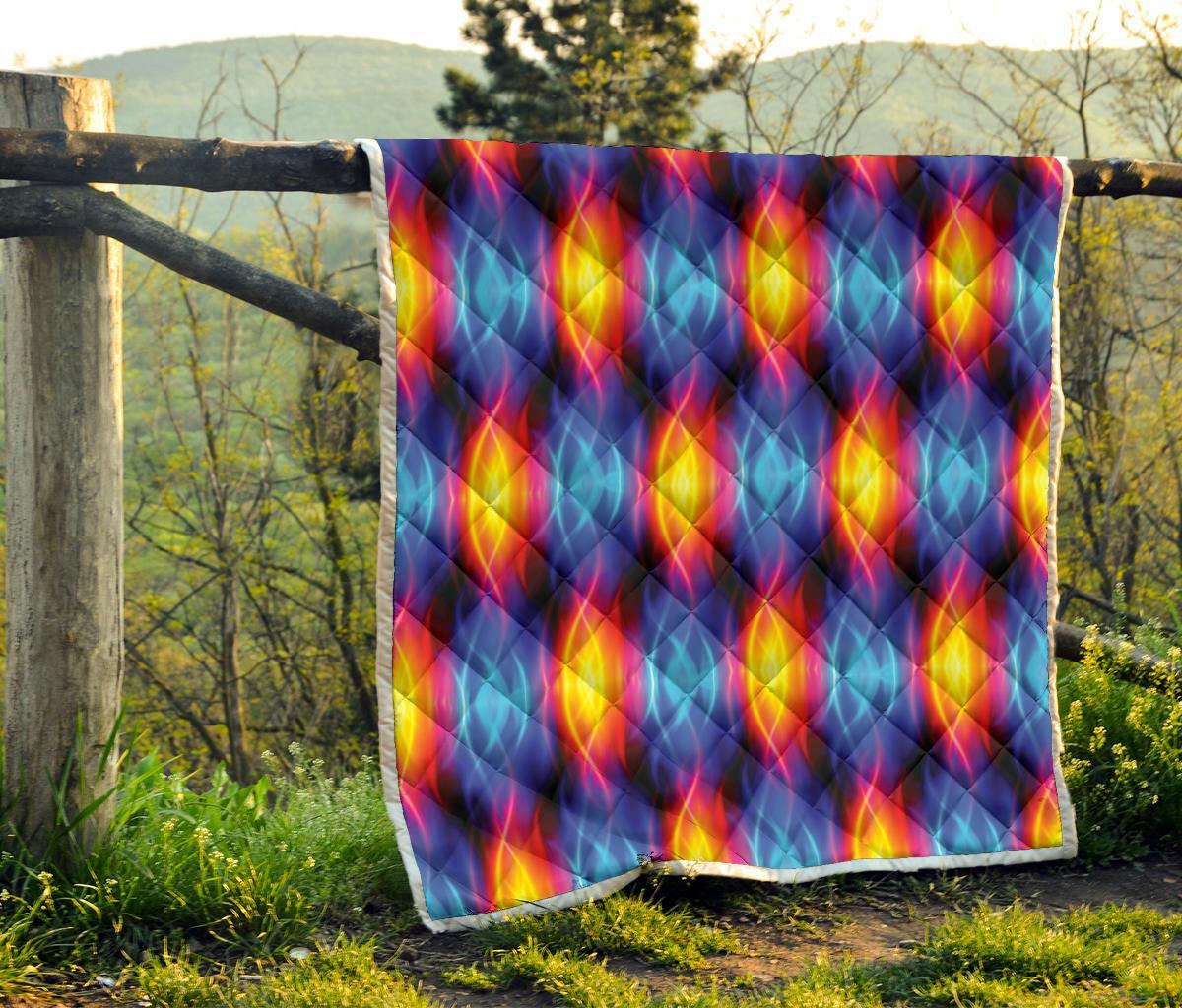 Flame Fire Blue Design Print Quilt-JTAMIGO.COM