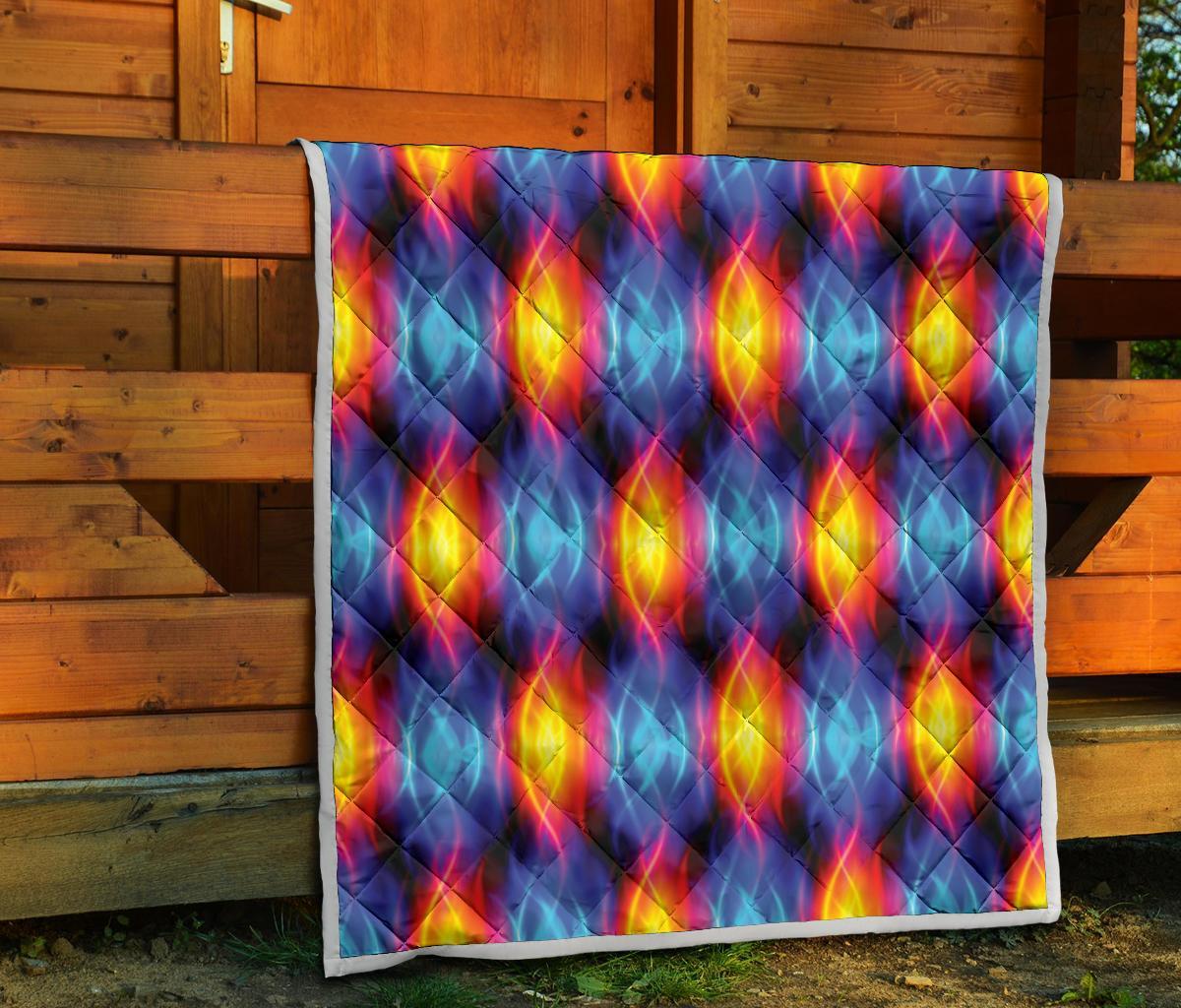 Flame Fire Blue Design Print Quilt-JTAMIGO.COM