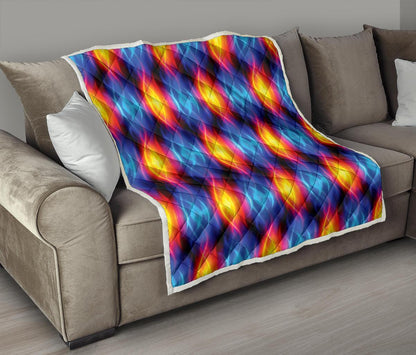 Flame Fire Blue Design Print Quilt-JTAMIGO.COM