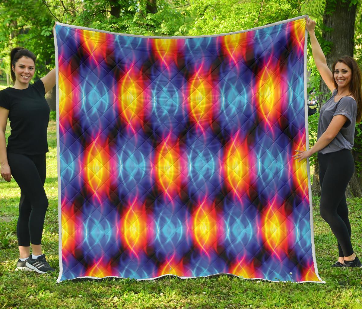 Flame Fire Blue Design Print Quilt-JTAMIGO.COM