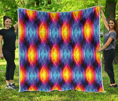 Flame Fire Blue Design Print Quilt-JTAMIGO.COM