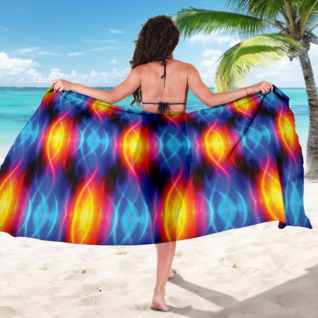 Flame Fire Blue Design Print Sarong Pareo Wrap
