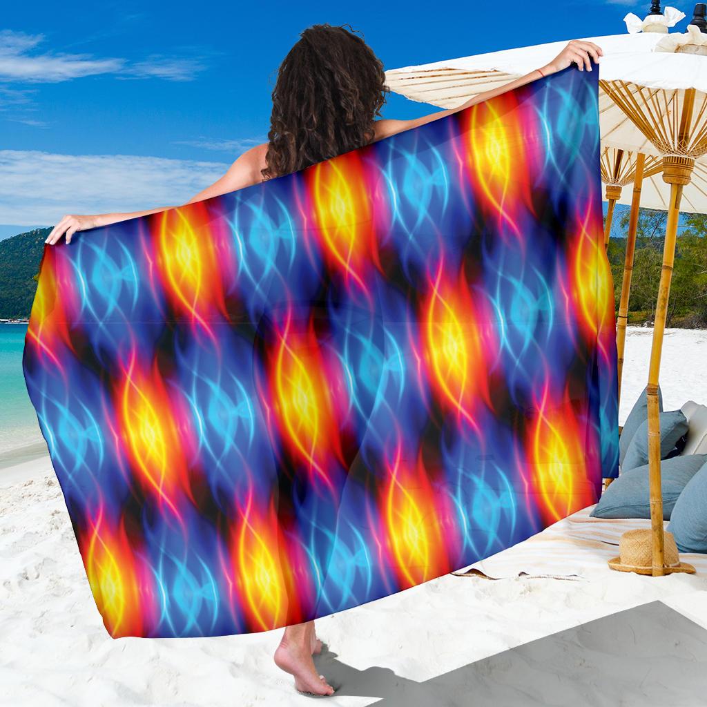 Flame Fire Blue Design Print Sarong Pareo Wrap