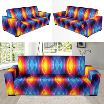 Flame Fire Blue Design Print Sofa Slipcover-JTAMIGO.COM