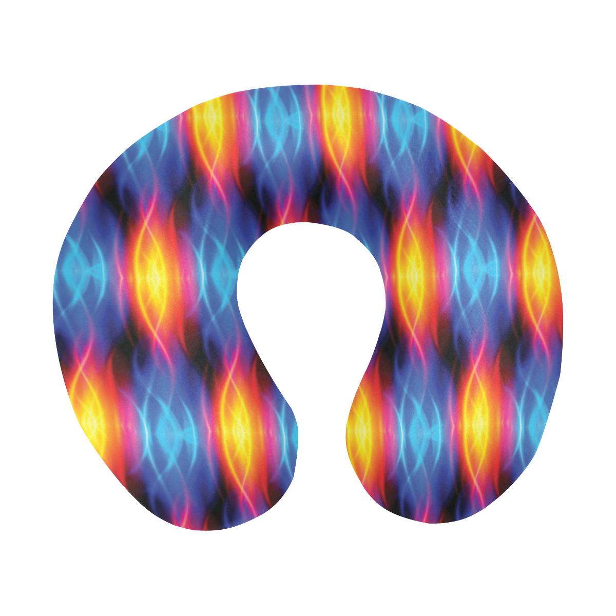 Flame Fire Blue Design Print U-Shaped Travel Neck Pillow-JTAMIGO.COM
