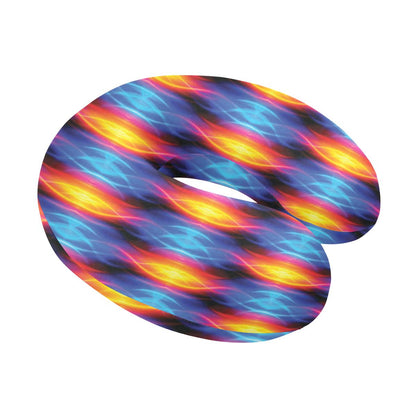 Flame Fire Blue Design Print U-Shaped Travel Neck Pillow-JTAMIGO.COM