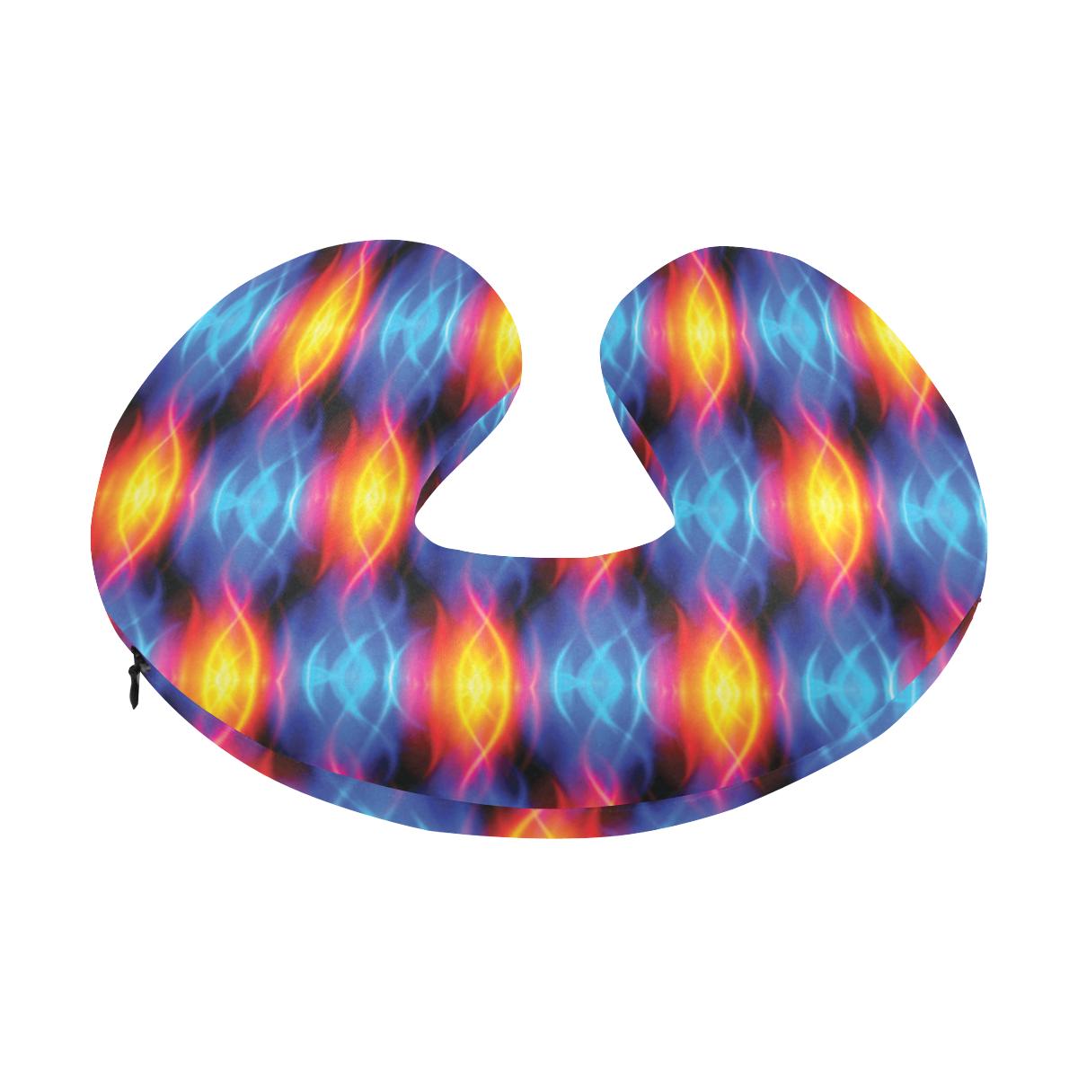 Flame Fire Blue Design Print U-Shaped Travel Neck Pillow-JTAMIGO.COM