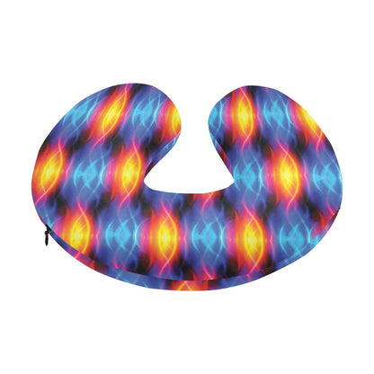 Flame Fire Blue Design Print U-Shaped Travel Neck Pillow-JTAMIGO.COM