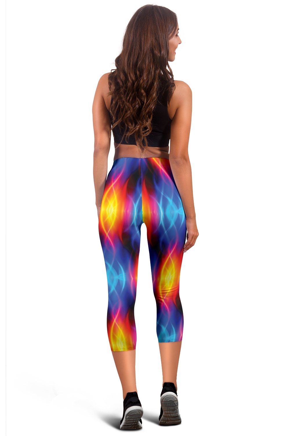 Flame Fire Blue Design Print Women Capris