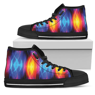 Flame Fire Blue Design Print Women High Top Shoes